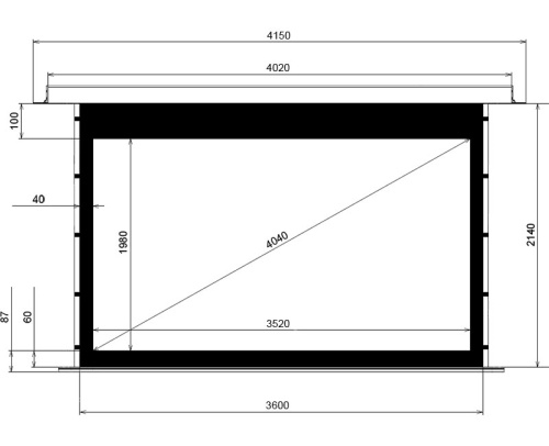 Экран Lumien Master Recessed Tensioned Control 214x360 Matte White фото 2